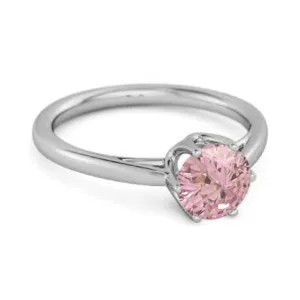 Solid 925 Sterling Silver Pink Zirconia 6-Prong Set Solitaire Ring