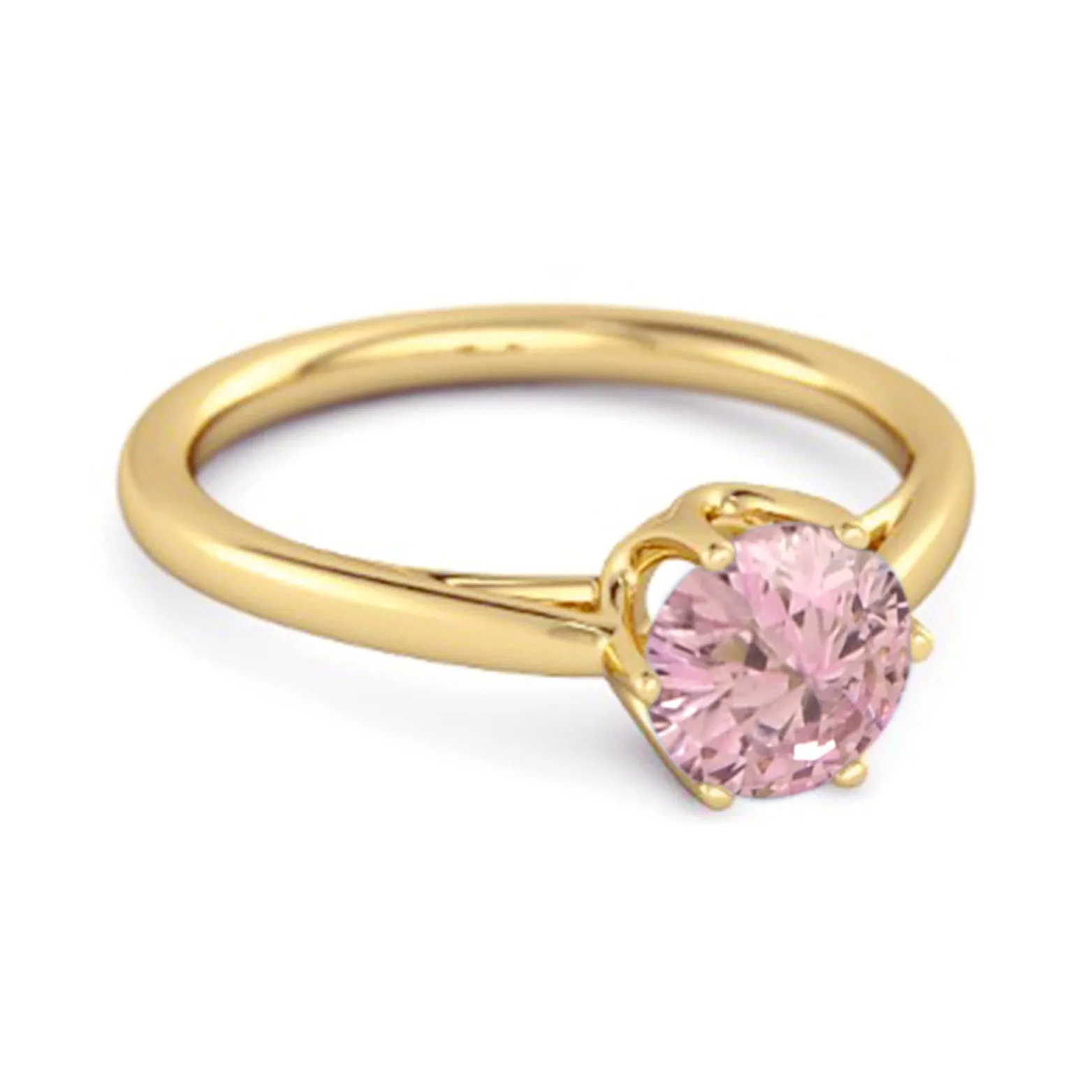 Solid 925 Sterling Silver Pink Zirconia 6-Prong Set Solitaire Ring