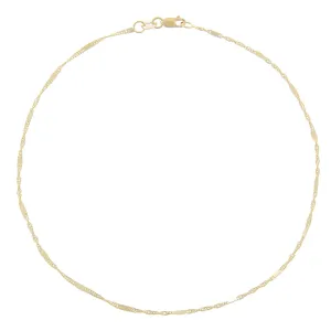 Solid Bar X Singapore Chain Anklet 14K