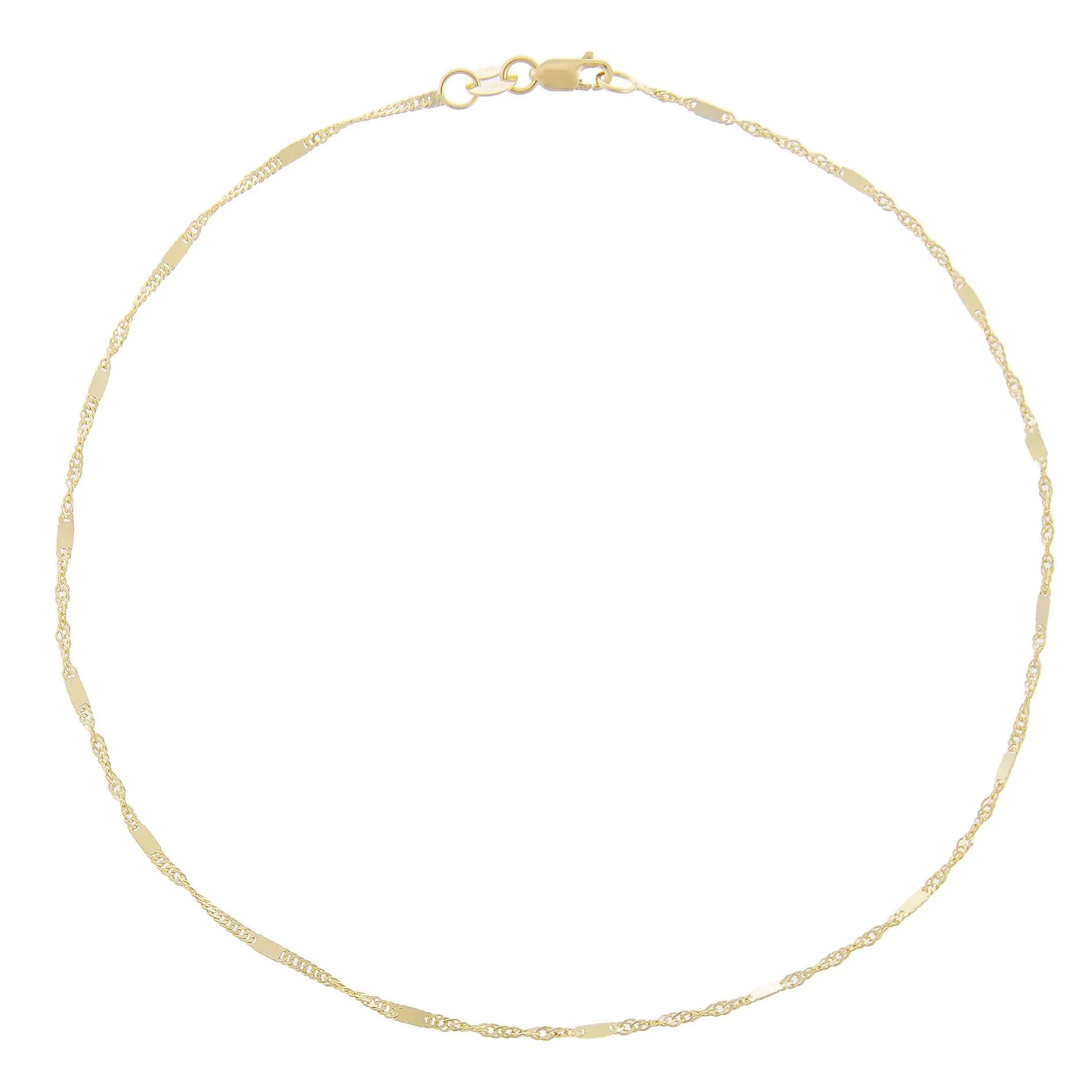 Solid Bar X Singapore Chain Anklet 14K