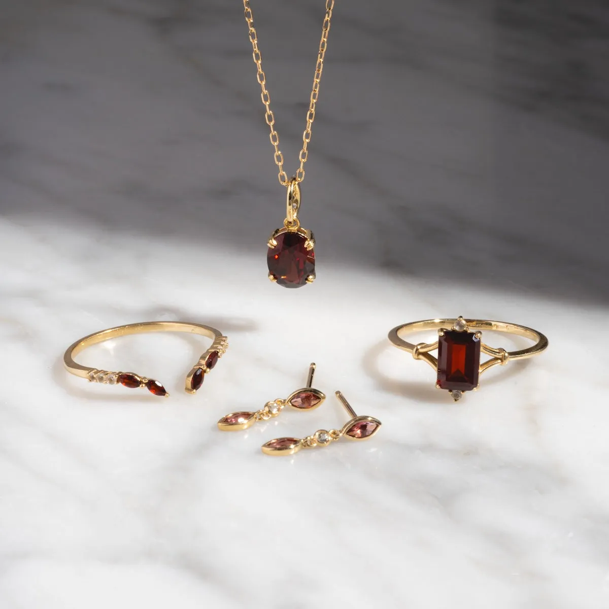 Solid Gold 2025 January Capsule Delicate Garnet Stacking Ring