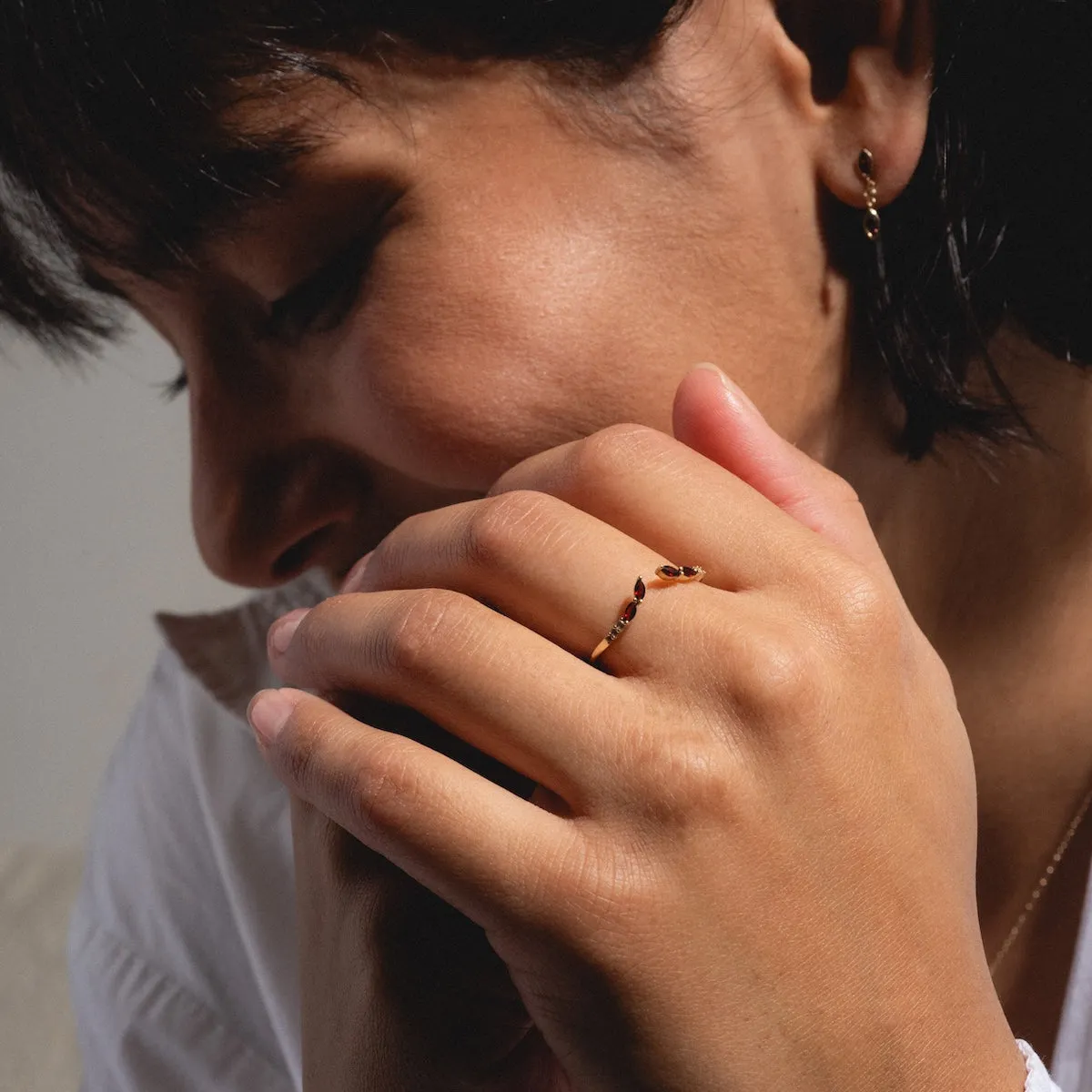 Solid Gold 2025 January Capsule Delicate Garnet Stacking Ring