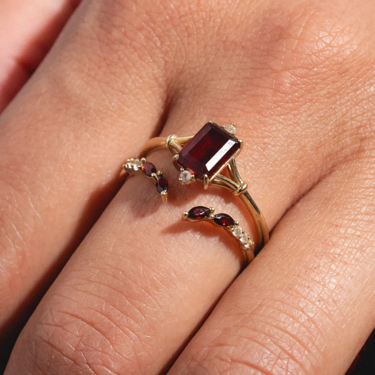 Solid Gold 2025 January Capsule Delicate Garnet Stacking Ring