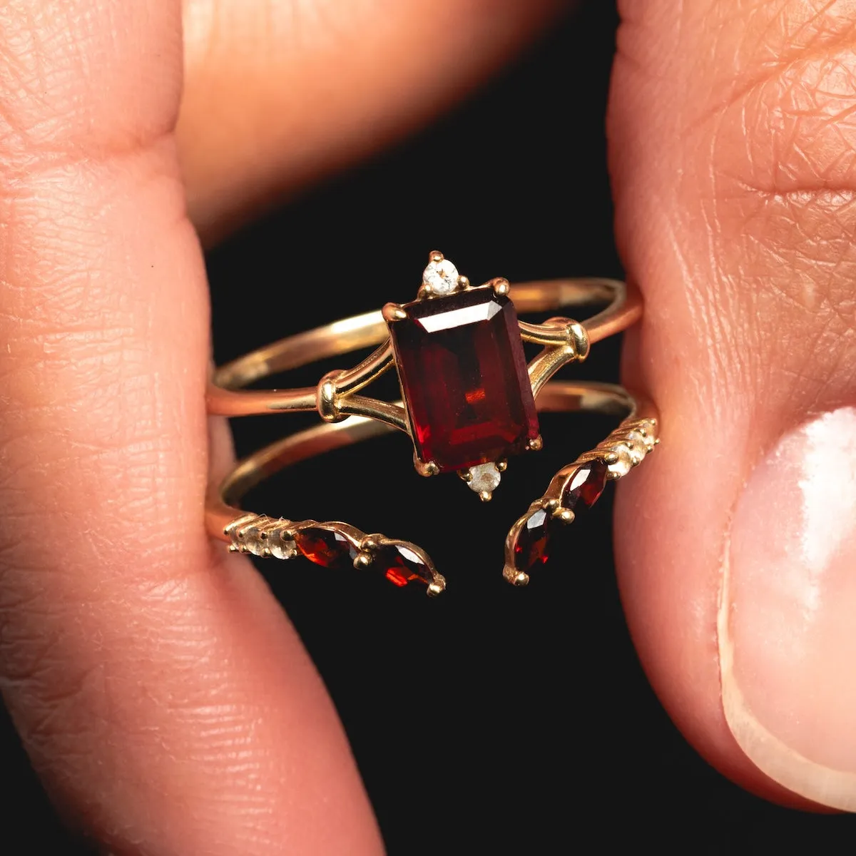 Solid Gold 2025 January Capsule Delicate Garnet Stacking Ring