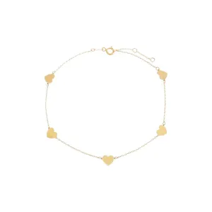 Solid Multi Heart Anklet 14K