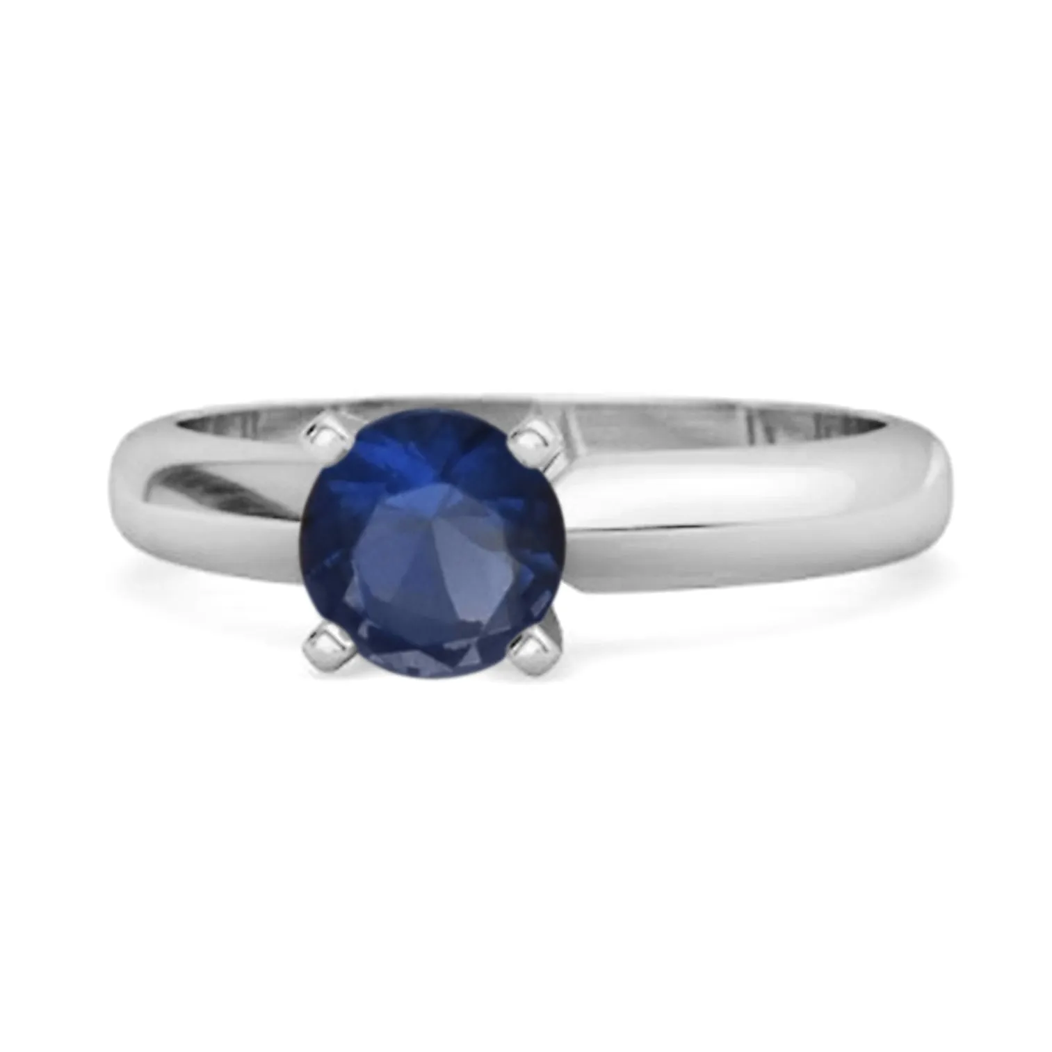 Solitaire 0.25 Cts Brilliant Cut Blue Sapphire 925 Silver Promise Ring