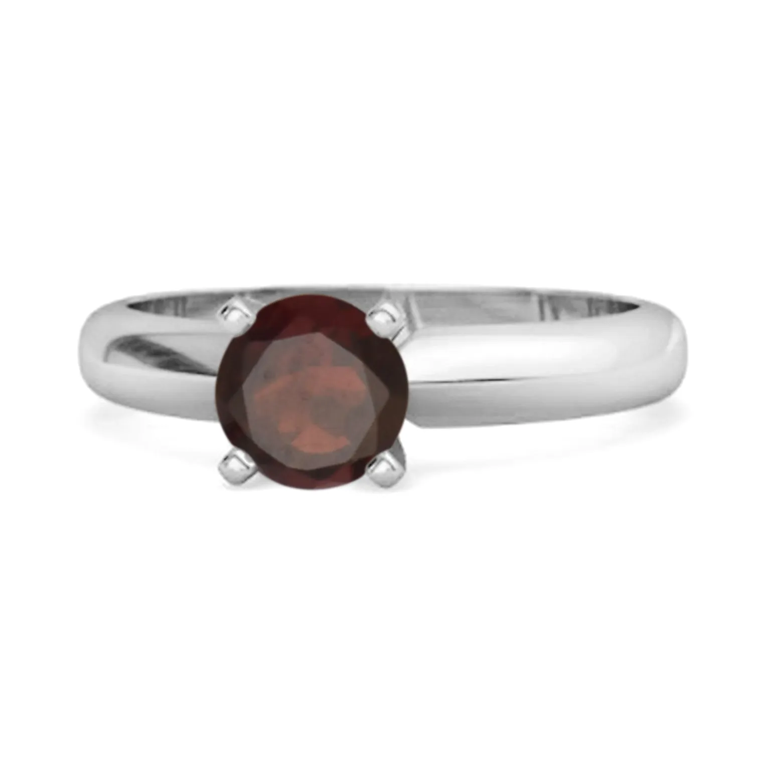 Solitaire 0.25 Cts Brilliant Cut Garnet 925 Silver Promise Ring