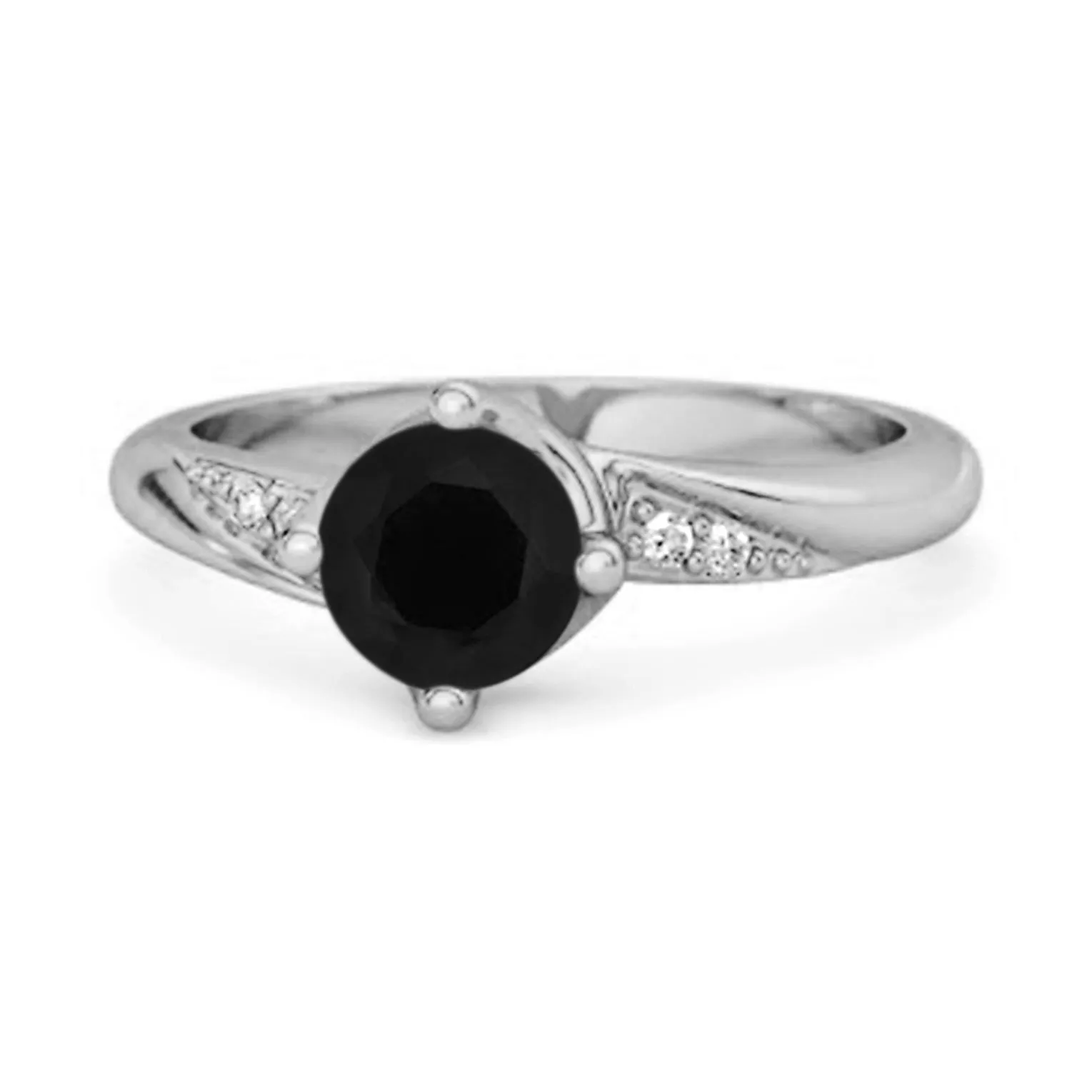 Solitaire 0.25 Ctw Black Spinel Accents 925 Sterling Silver Women Ring