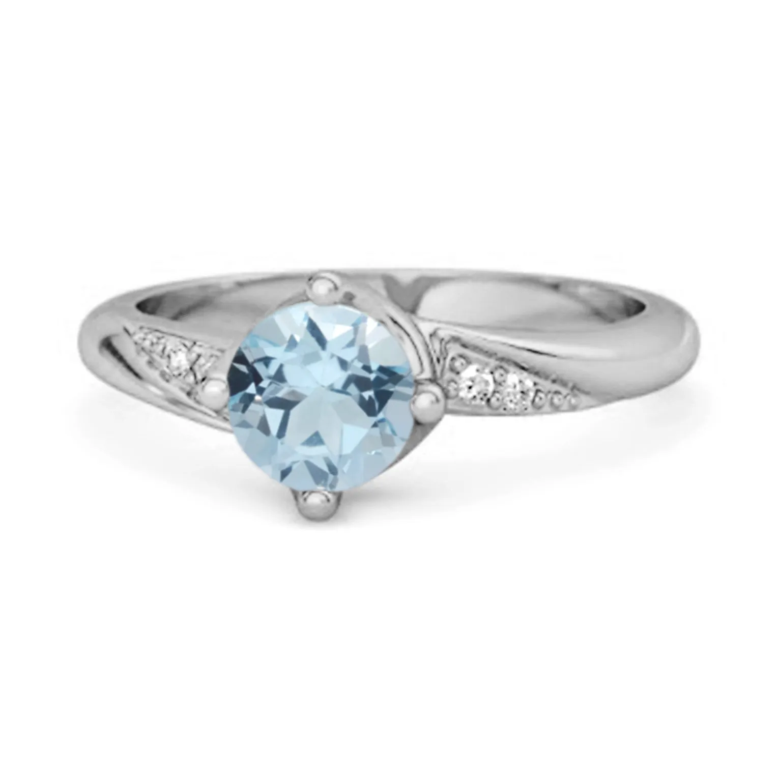 Solitaire 0.25 Ctw Blue Topaz Accents 925 Sterling Silver Women Ring