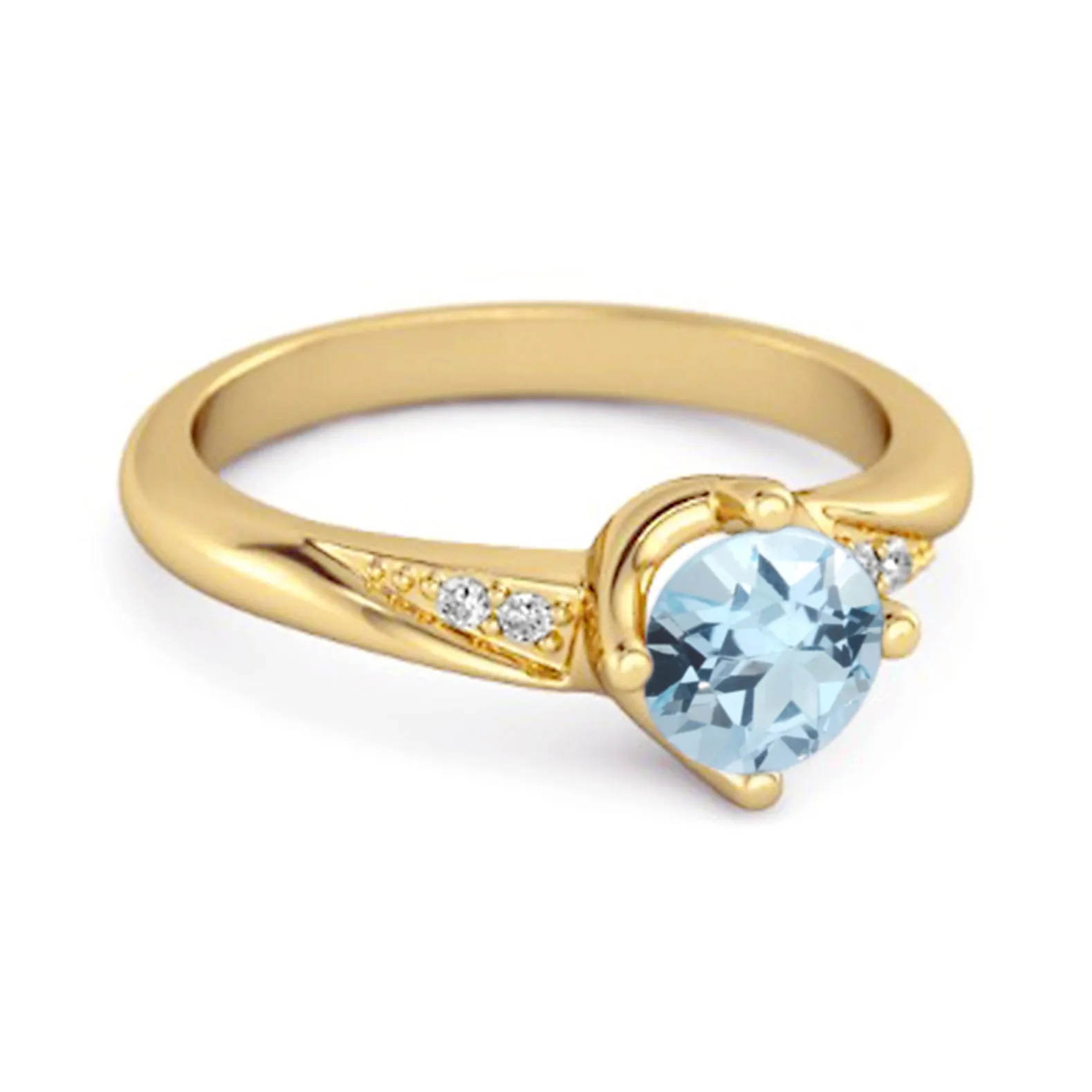 Solitaire 0.25 Ctw Blue Topaz Accents 925 Sterling Silver Women Ring