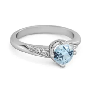 Solitaire 0.25 Ctw Blue Topaz Accents 925 Sterling Silver Women Ring