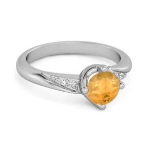 Solitaire 0.25 Ctw Citrine Accents 925 Sterling Silver Women Ring