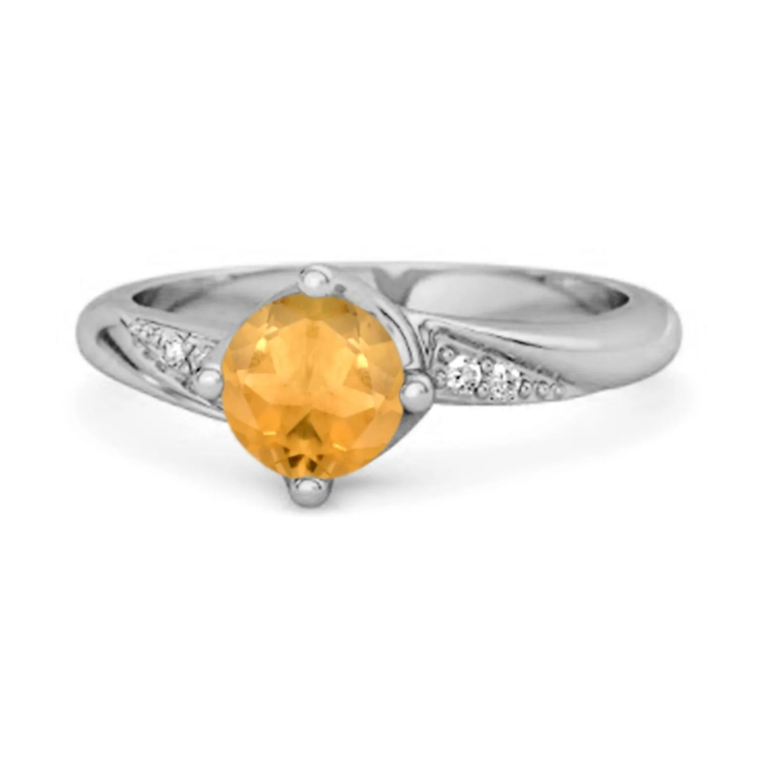 Solitaire 0.25 Ctw Citrine Accents 925 Sterling Silver Women Ring