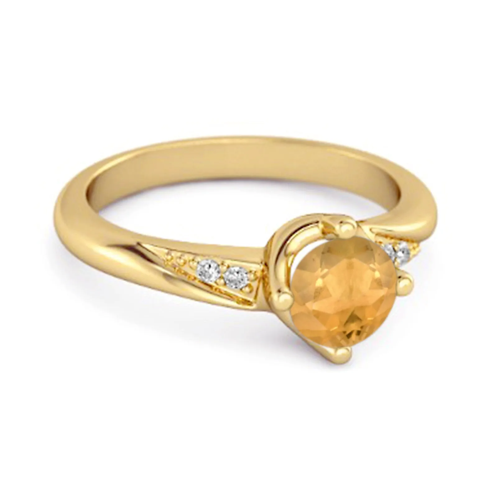 Solitaire 0.25 Ctw Citrine Accents 925 Sterling Silver Women Ring
