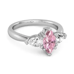 Solitaire 0.25 Ctw Marquise Cut Pink Zirconia 925 Sterling Silver Ring