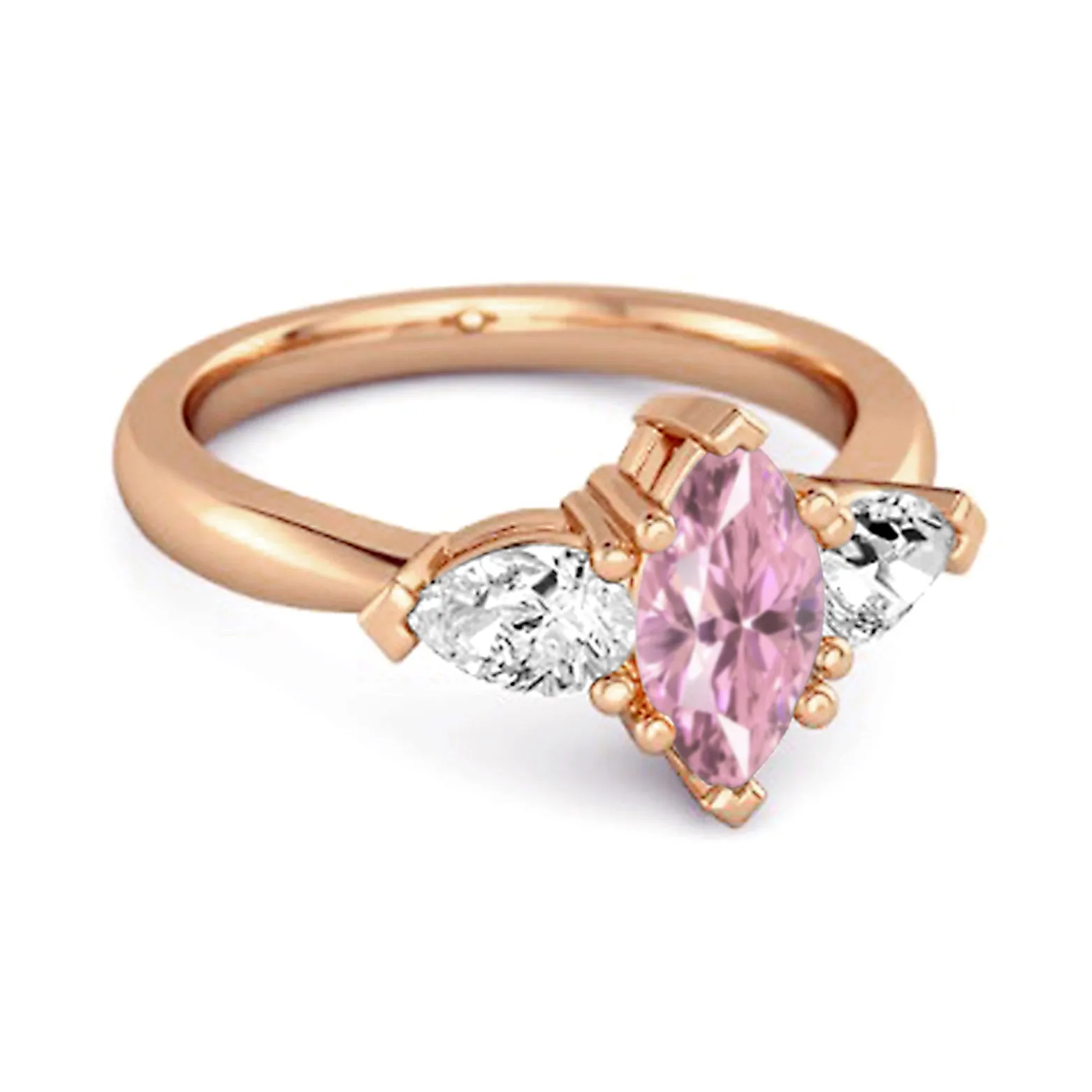 Solitaire 0.25 Ctw Marquise Cut Pink Zirconia 925 Sterling Silver Ring