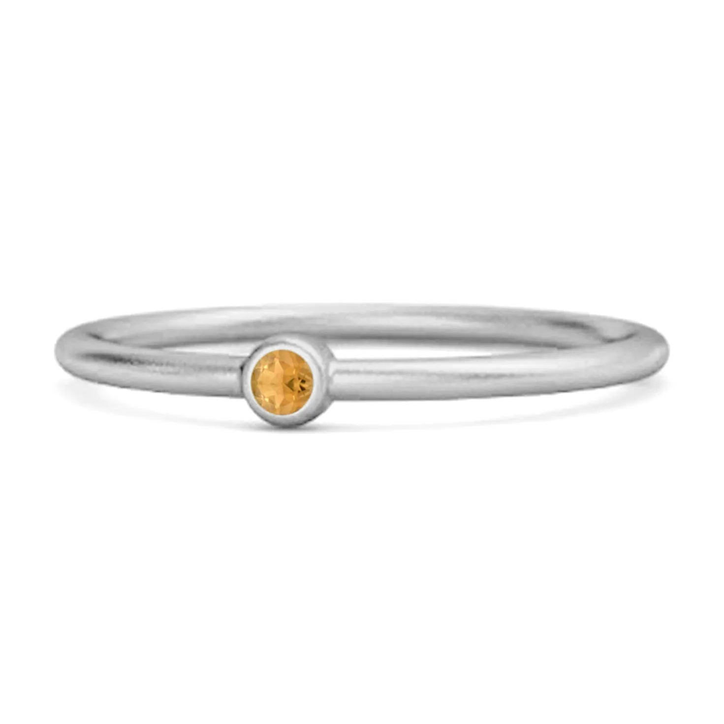 Solitaire 925 Sterling Silver 0.1 Cts Citrine Stackable Tiny Ring