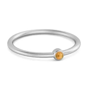 Solitaire 925 Sterling Silver 0.1 Cts Citrine Stackable Tiny Ring
