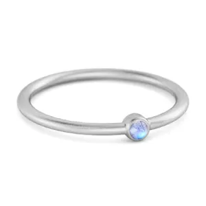 Solitaire 925 Sterling Silver 0.1 Cts Moonstone Stackable Tiny Ring