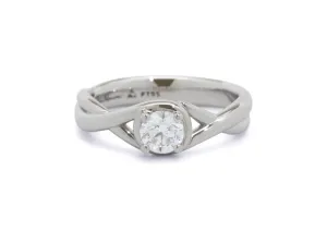 Solitaire Diamond Crossover Ring, White Gold & Platinum