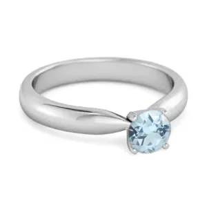 Solitaire Round Cut Blue Topaz 925 Sterling Silver Promise Ring