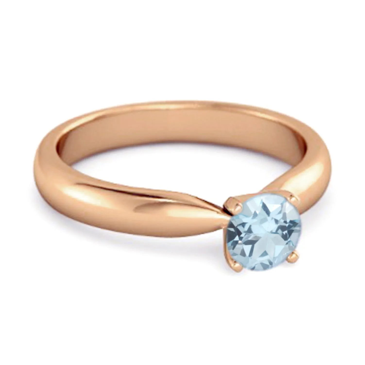 Solitaire Round Cut Blue Topaz 925 Sterling Silver Promise Ring