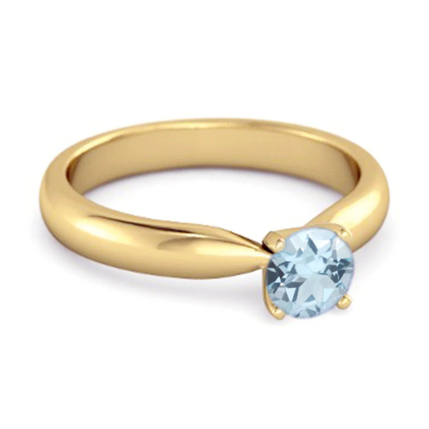 Solitaire Round Cut Blue Topaz 925 Sterling Silver Promise Ring