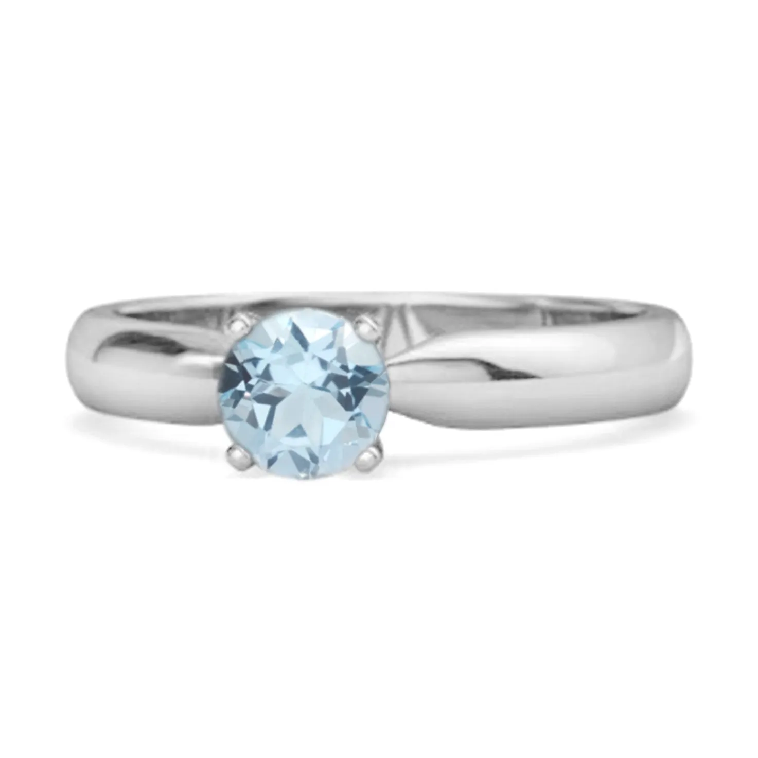Solitaire Round Cut Blue Topaz 925 Sterling Silver Promise Ring