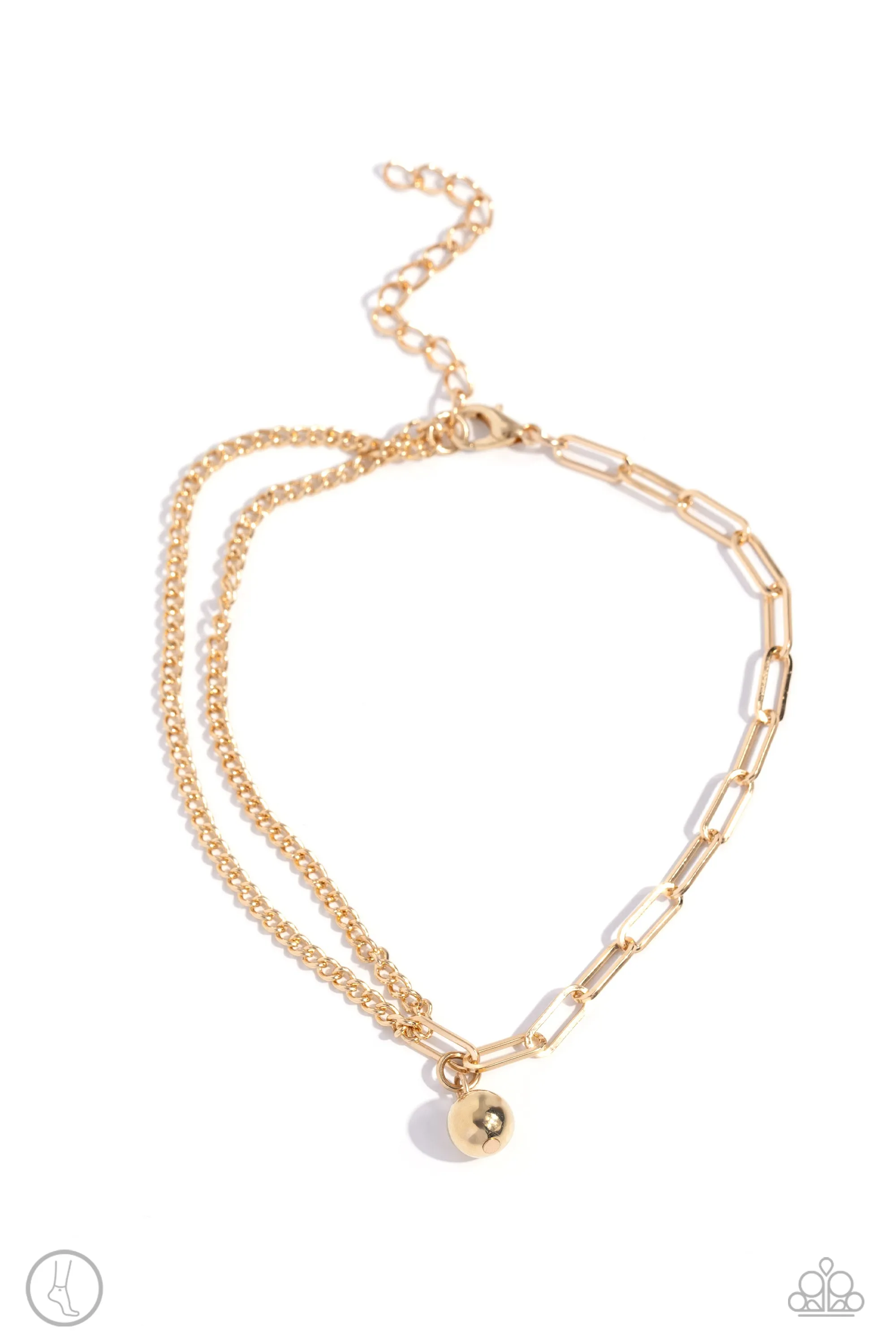 Solo Sojourn - Gold - Chain with Bead Paparazzi Anklet
