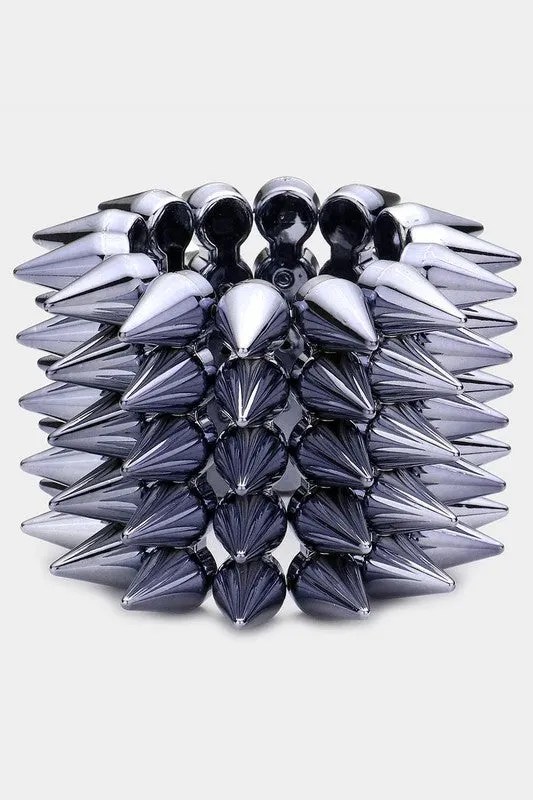 Spike Studded Stretch Bracelet In Pewter