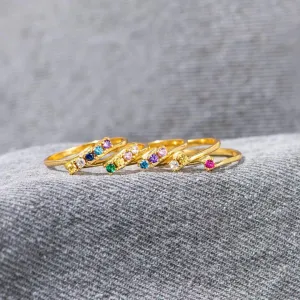 Spiral Dainty Birthstone Ring