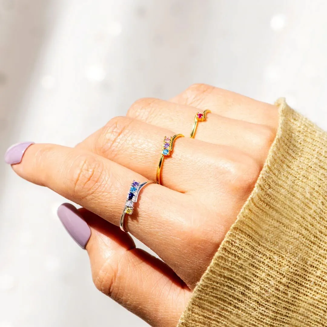 Spiral Dainty Birthstone Ring