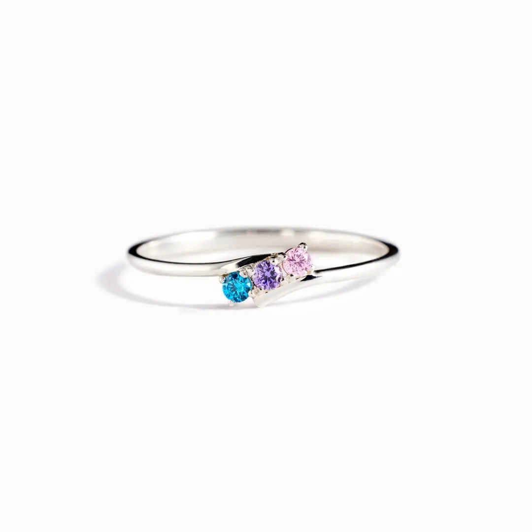 Spiral Dainty Birthstone Ring
