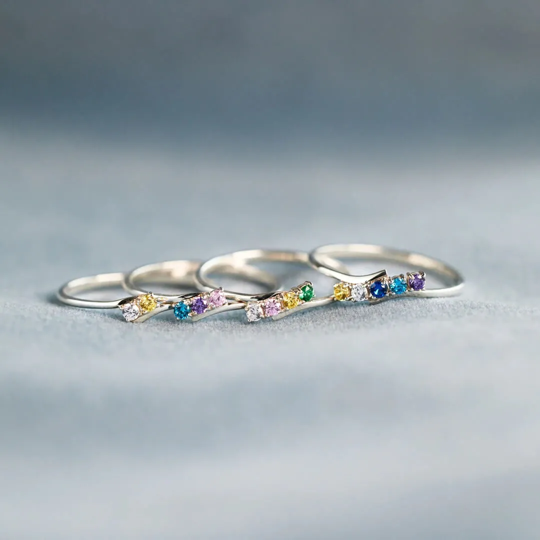 Spiral Dainty Birthstone Ring
