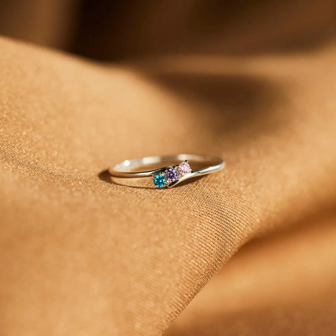 Spiral Dainty Birthstone Ring