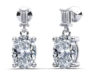 Splendid Oval Cut Diamond Drop Diamond Earrings with 1.32 ct.(finished) 3x1.5mm, 6x4mm