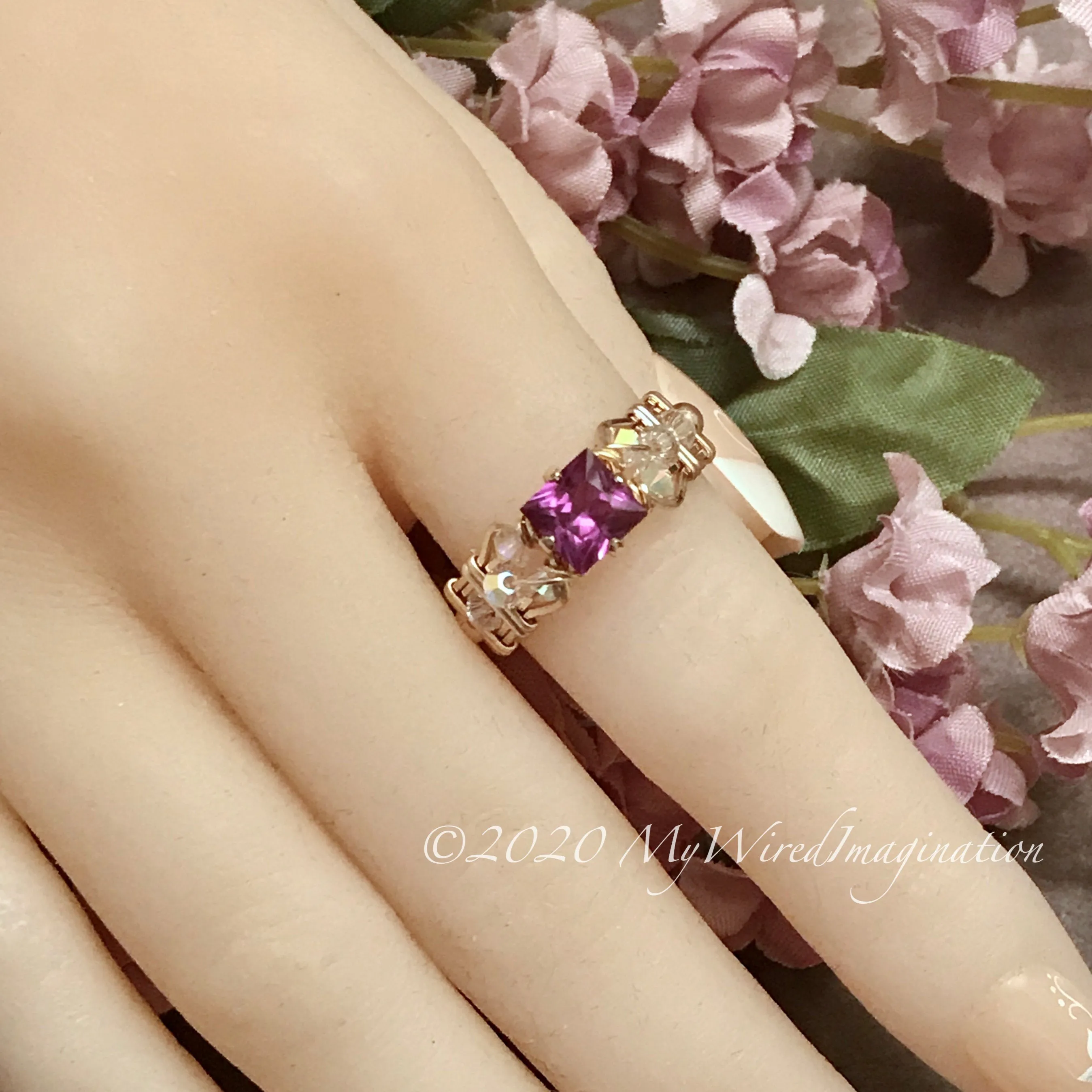 Square Alexandrite Handmade Ring, Lab Grown Color Change Gemstone, June Birthstone