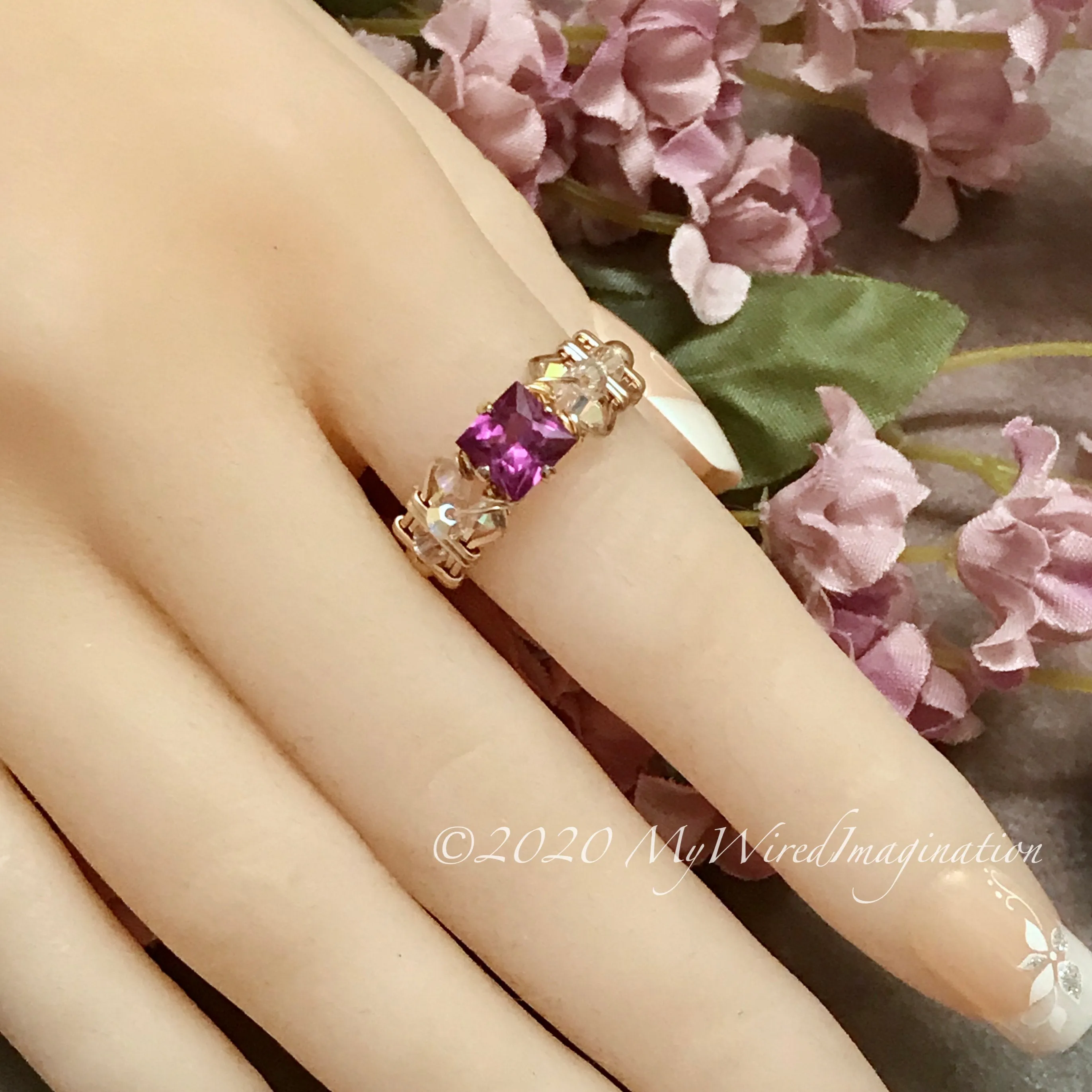 Square Alexandrite Handmade Ring, Lab Grown Color Change Gemstone, June Birthstone