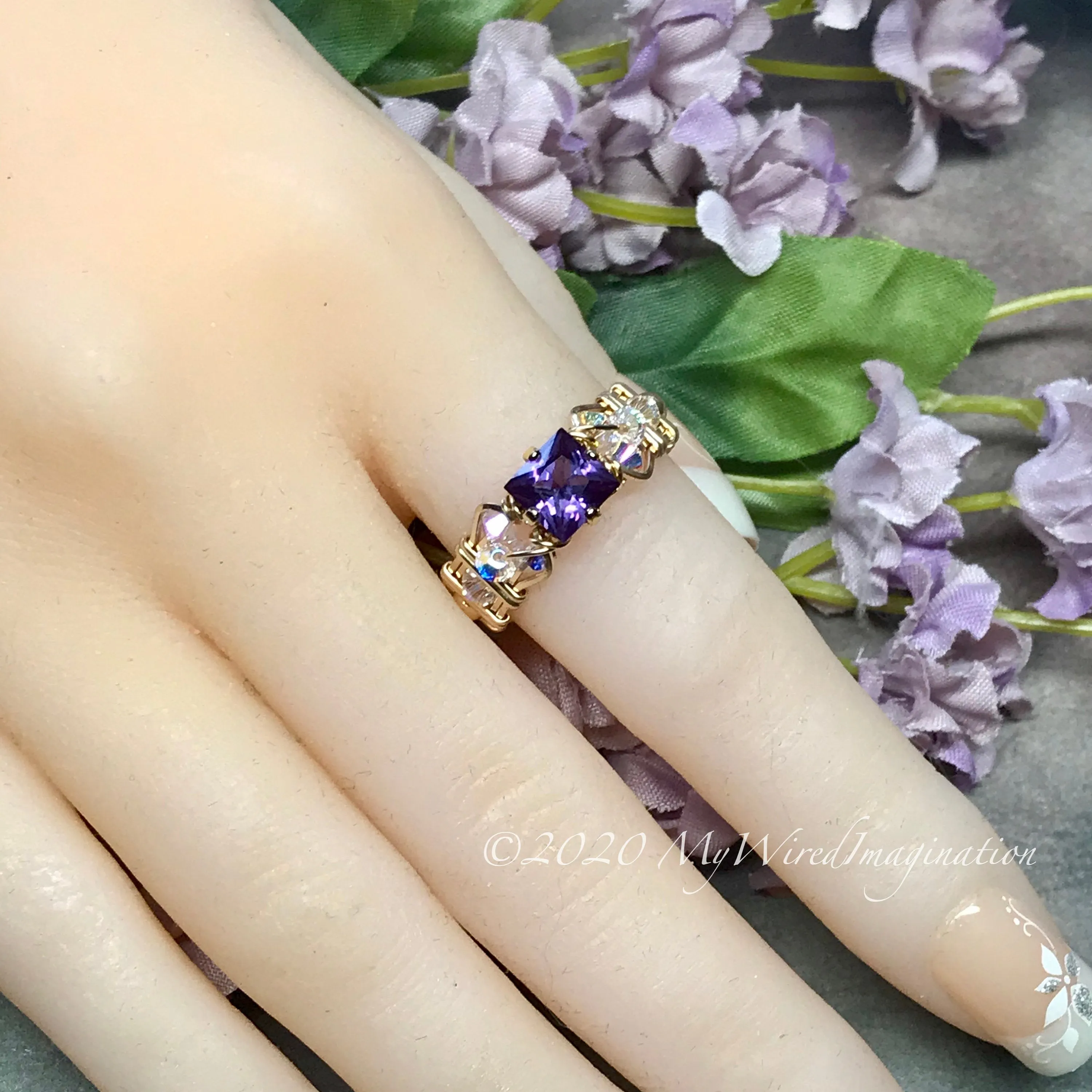 Square Alexandrite Handmade Ring, Lab Grown Color Change Gemstone, June Birthstone
