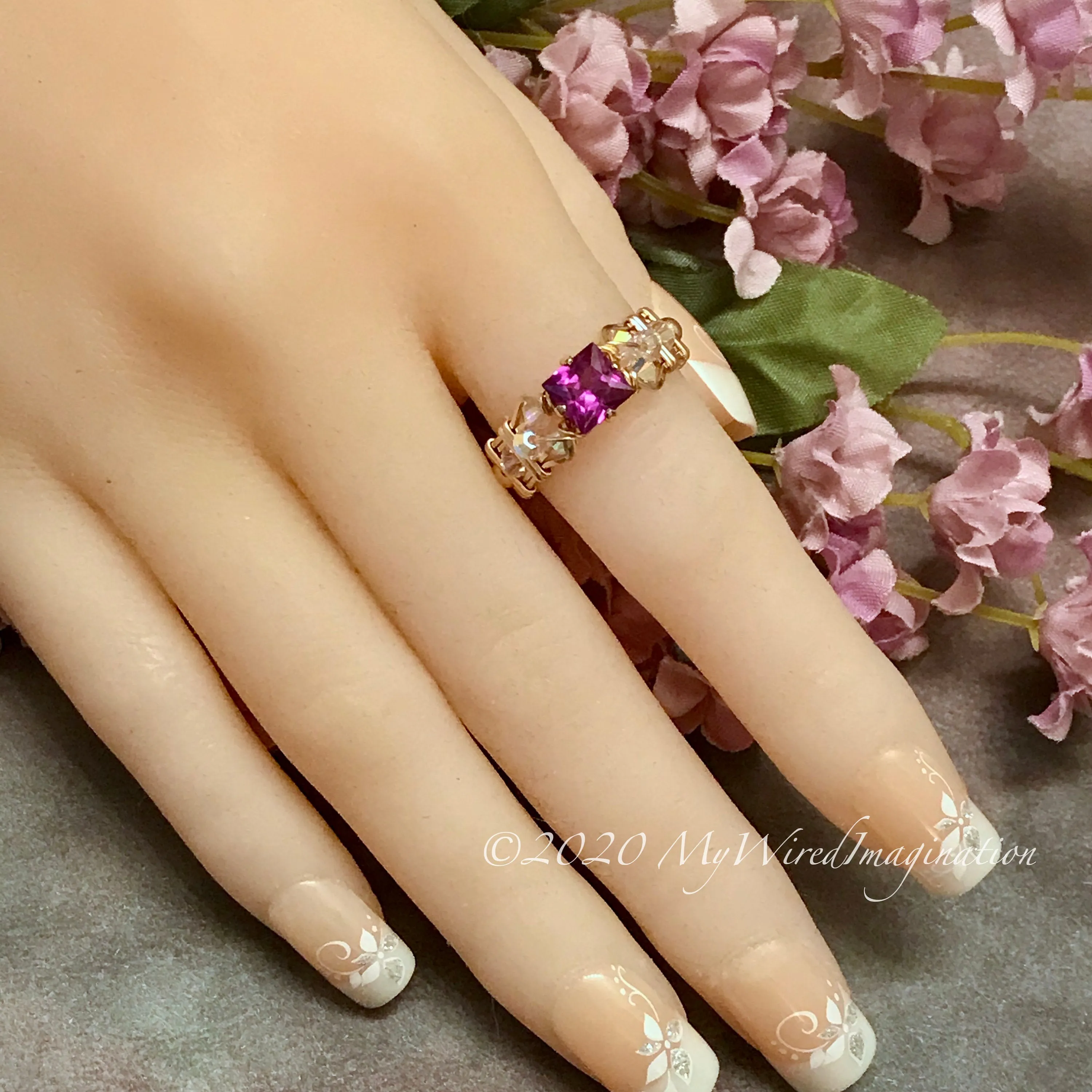 Square Alexandrite Handmade Ring, Lab Grown Color Change Gemstone, June Birthstone