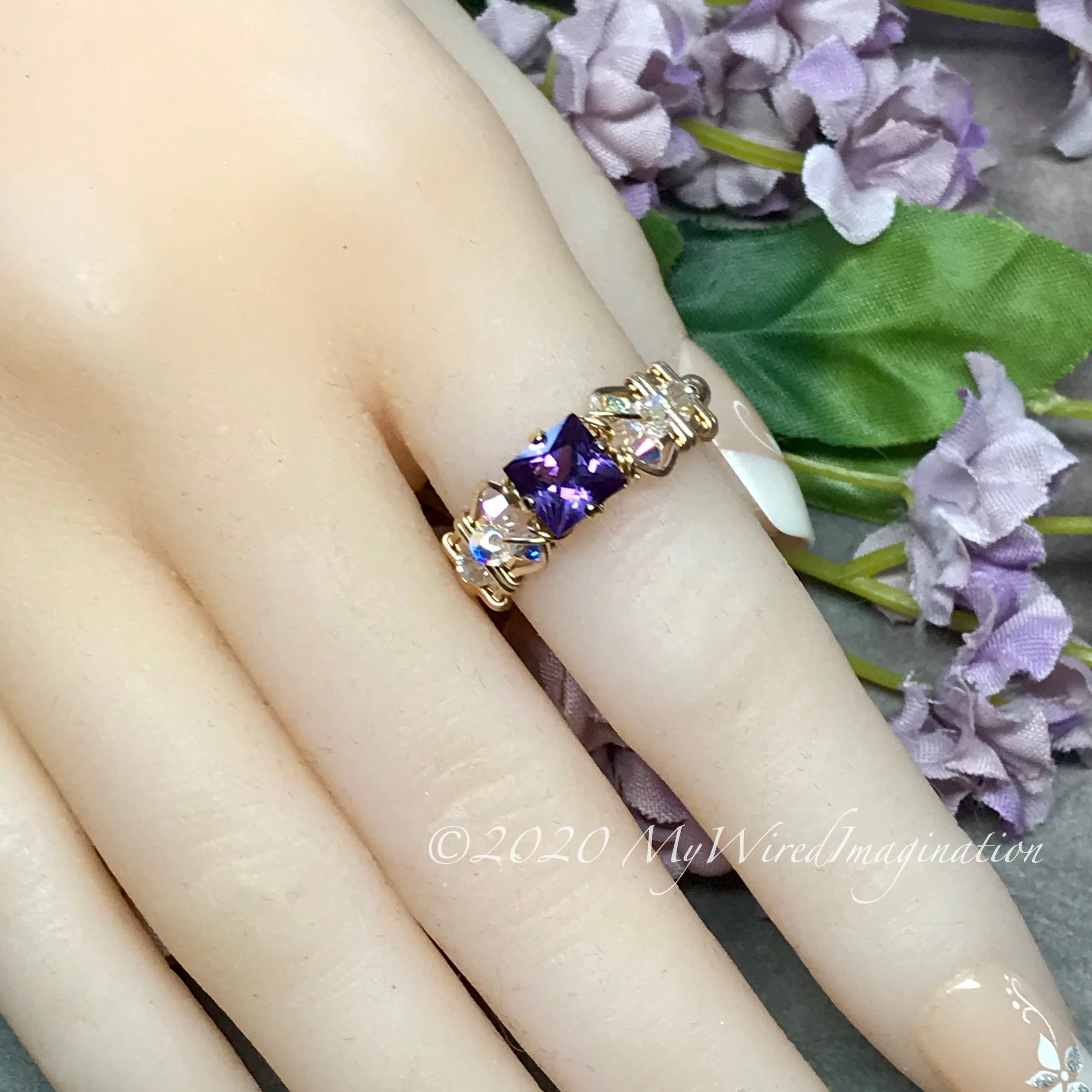 Square Alexandrite Handmade Ring, Lab Grown Color Change Gemstone, June Birthstone