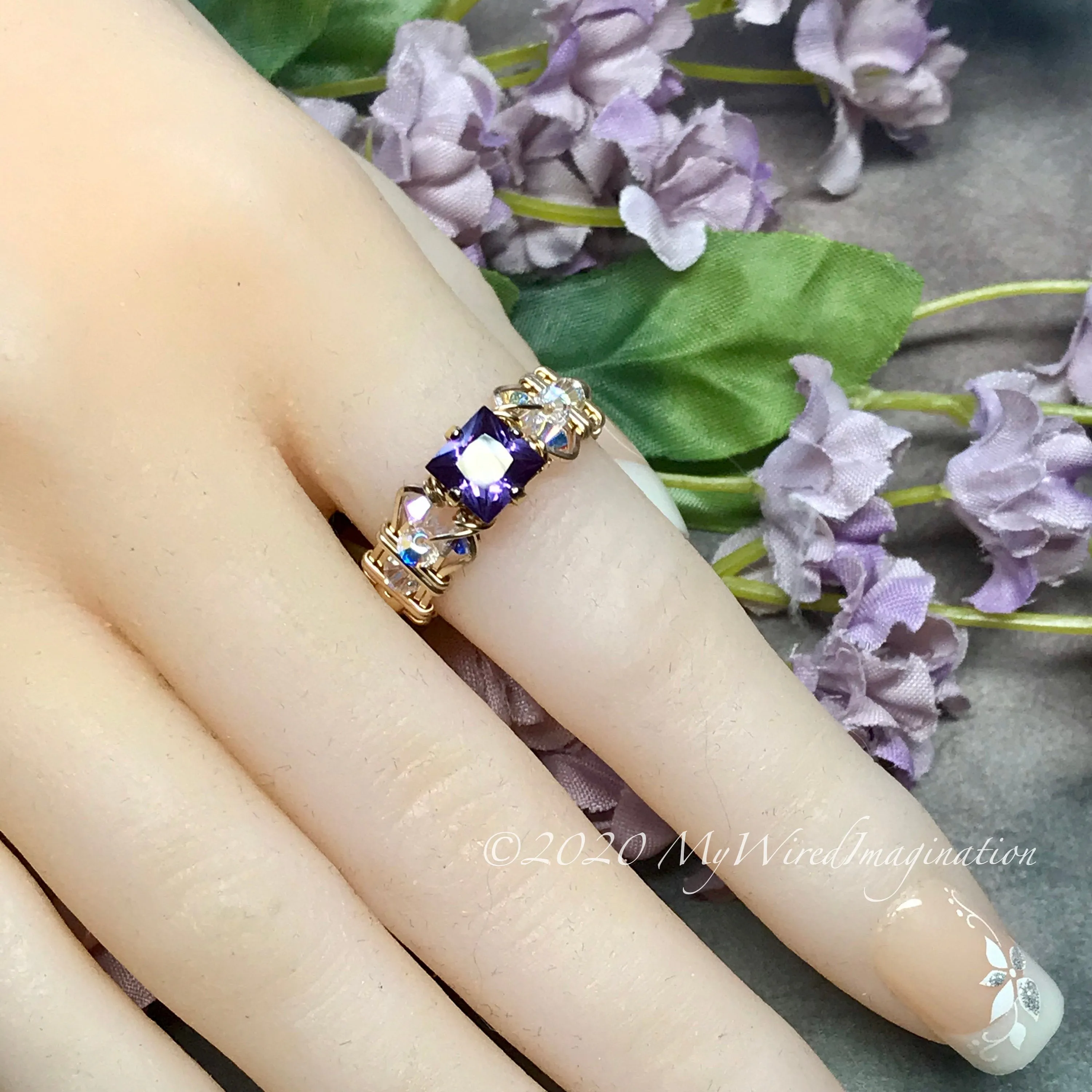 Square Alexandrite Handmade Ring, Lab Grown Color Change Gemstone, June Birthstone