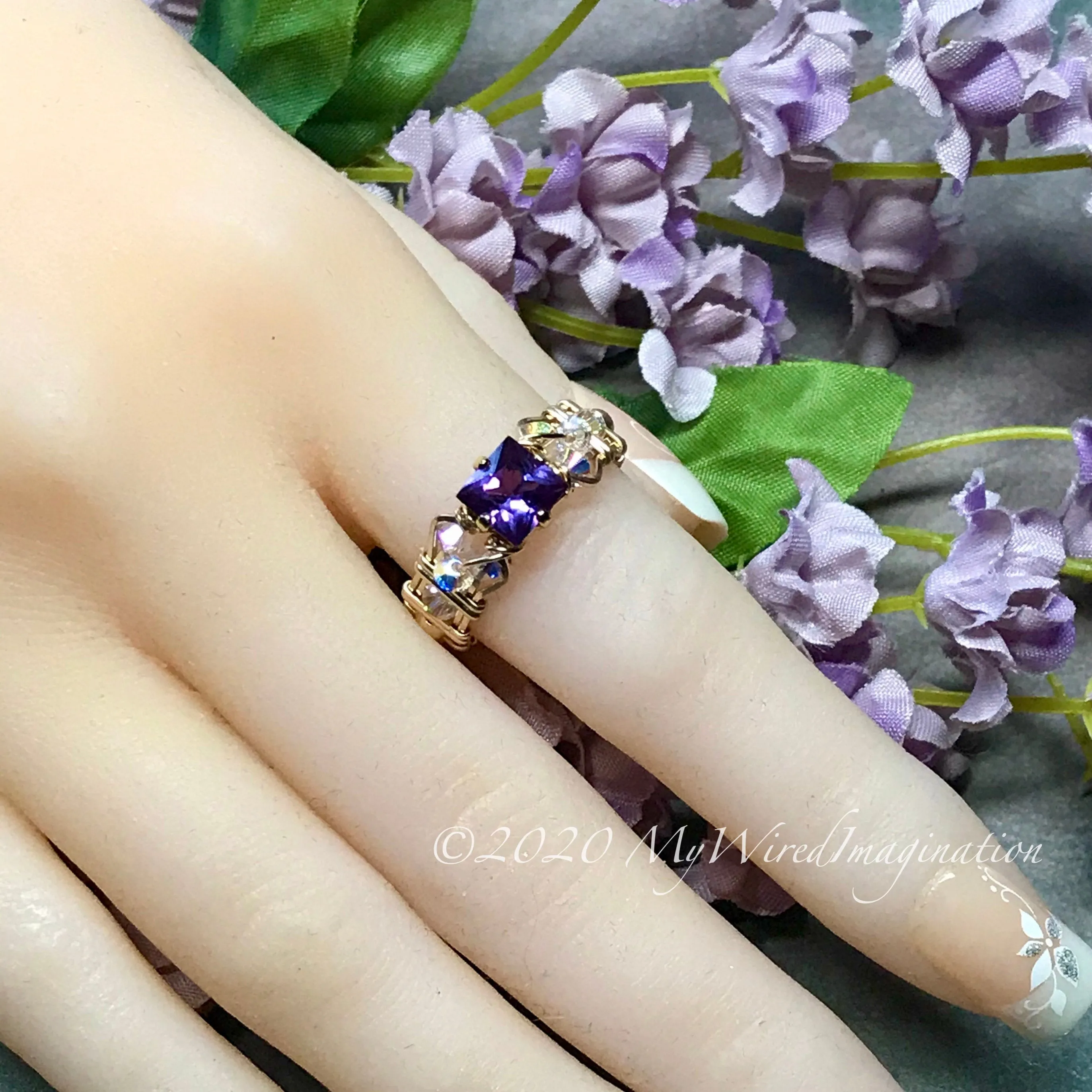 Square Alexandrite Handmade Ring, Lab Grown Color Change Gemstone, June Birthstone