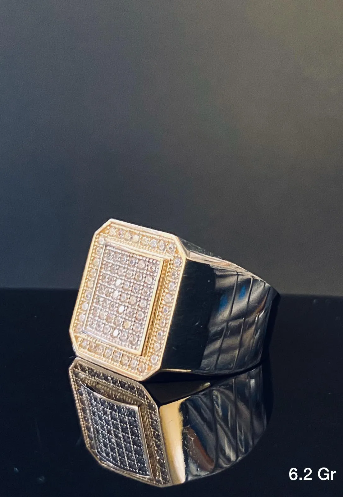 Square frame CZ Stone Ring 10k solid gold