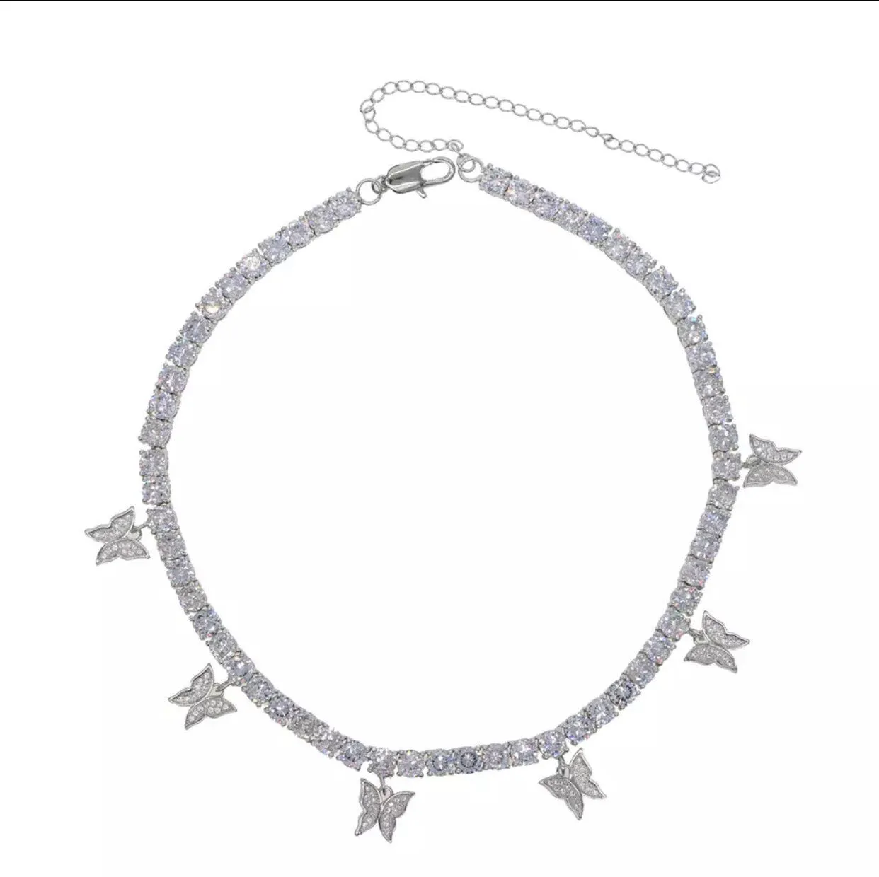 Square pendant tennis choker , cz tennis  necklace ,(FREE! BUY ONE GET ONE FREE ,ADD 2 TO CART) bling iced tennis butterfly, tennis pendant choker, tennis necklace