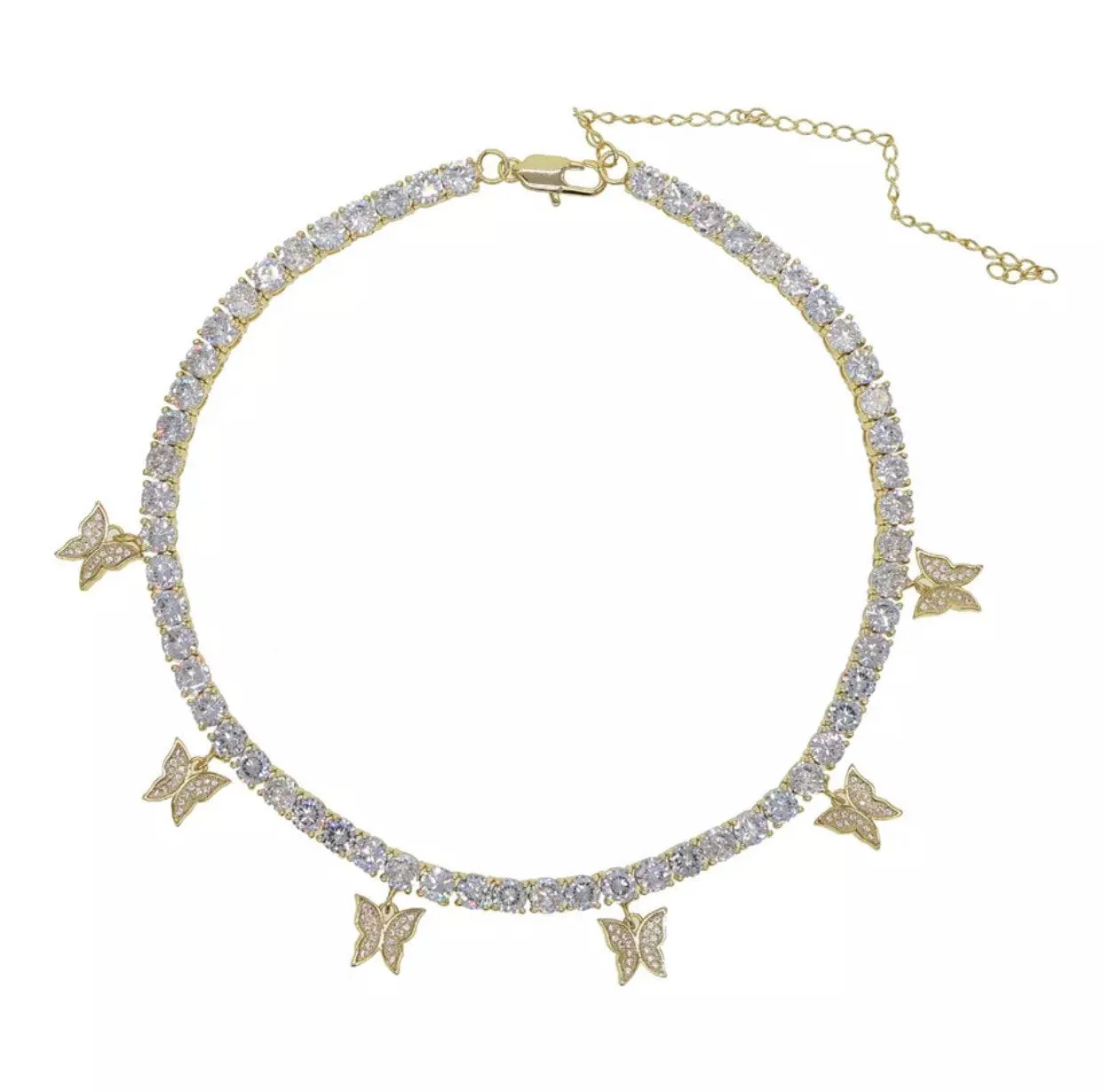 Square pendant tennis choker , cz tennis  necklace ,(FREE! BUY ONE GET ONE FREE ,ADD 2 TO CART) bling iced tennis butterfly, tennis pendant choker, tennis necklace