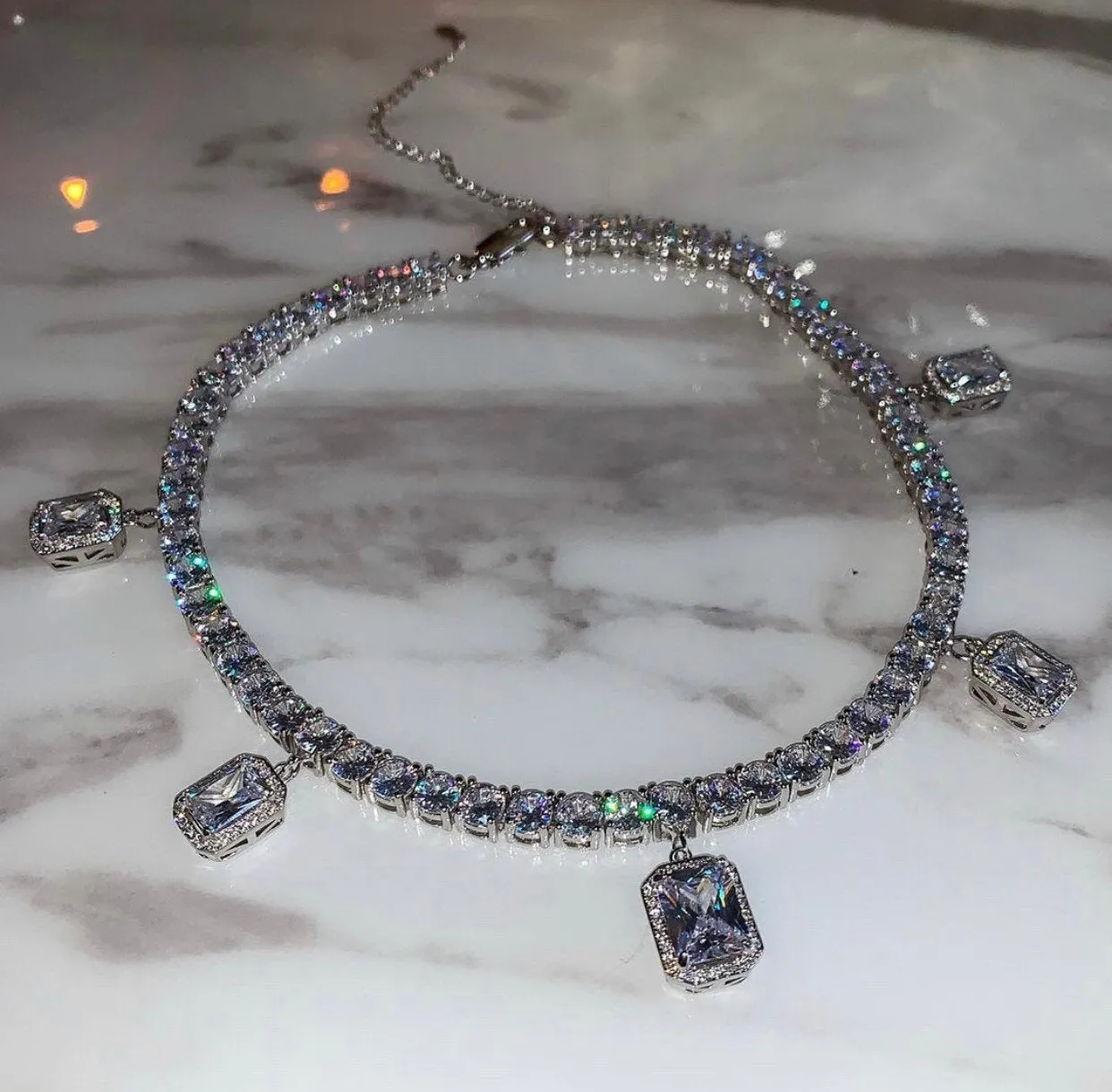 Square pendant tennis choker , cz tennis  necklace ,(FREE! BUY ONE GET ONE FREE ,ADD 2 TO CART) bling iced tennis butterfly, tennis pendant choker, tennis necklace