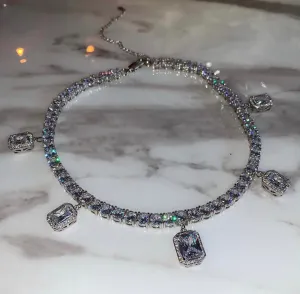 Square pendant tennis choker , cz tennis  necklace ,(FREE! BUY ONE GET ONE FREE ,ADD 2 TO CART) bling iced tennis butterfly, tennis pendant choker, tennis necklace