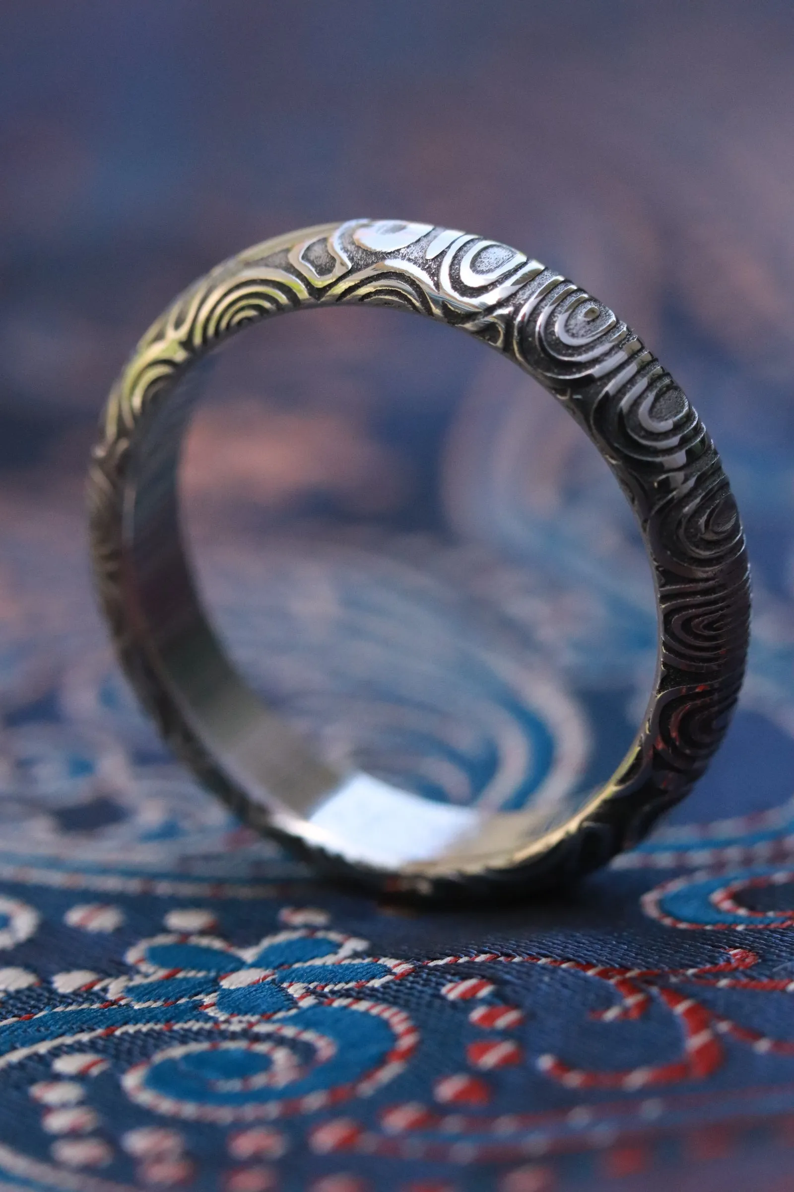 Stainless Damascus natural finish  "bamboo" 3mm or 4mm bluetongue