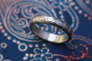 Stainless Damascus natural finish  "bamboo" 3mm or 4mm bluetongue